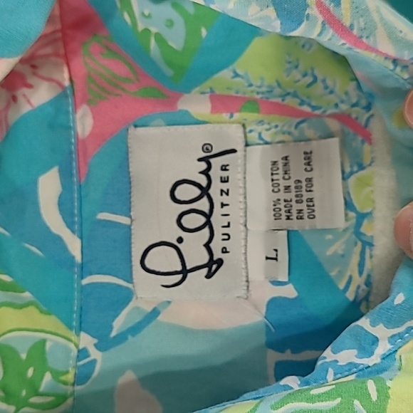 Lilly Pulitzer Pastel Patchwork Print Jacket - Blue, Pink, Yellow, Green - Picture 4 of 12